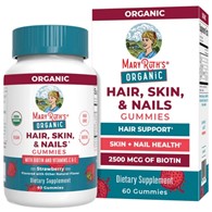 MaryRuth's Hair, Skin & Nails, Żelki z biotyną i witaminami, truskawka - 60 sztuk
