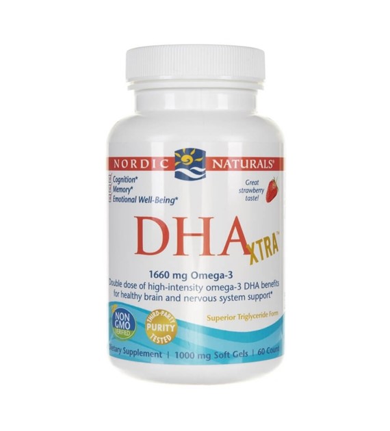 Nordic Naturals DHA Xtra, strawberry flavour - 60 Softgels