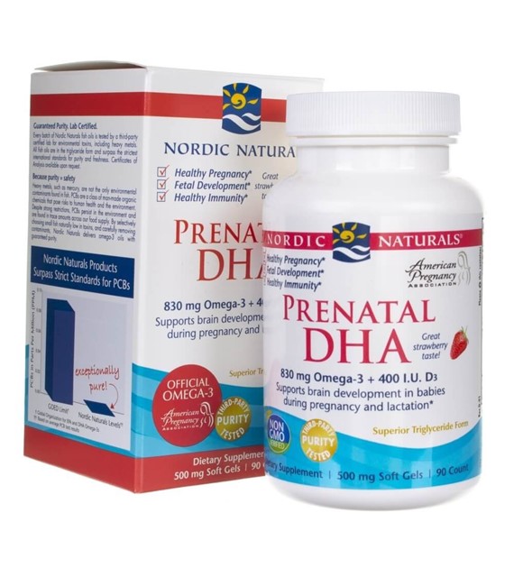 Nordic Naturals Prenatal DHA, strawberry flavour - 90 Softgels