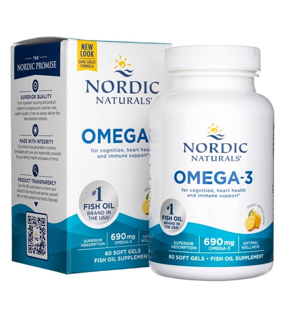 Nordic Naturals Omega-3 690 mg smak cytrynowy - 60 kapsułek