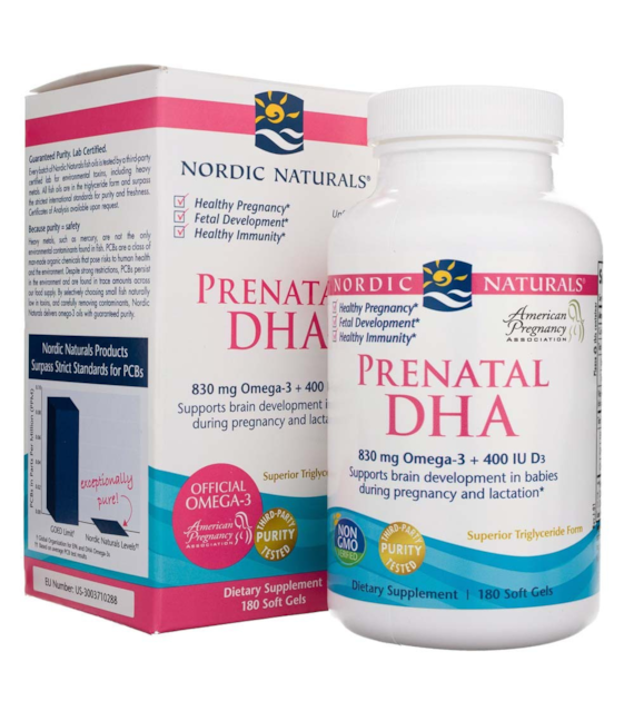 Nordic Naturals Pränatale DHA-Formel ohne Geschmacksverstärker - 180 Weichkapseln