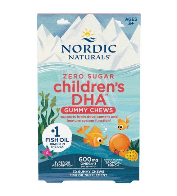 Nordic Naturals Children's DHA, Omega-3 dla dzieci w żelkach, tropikalny - 30 sztuk