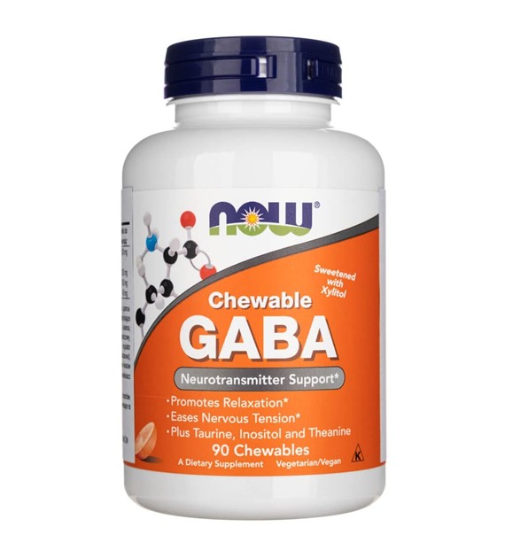 Now Foods GABA s příchutí pomeranče - žvýkací tablety - 90 tablet