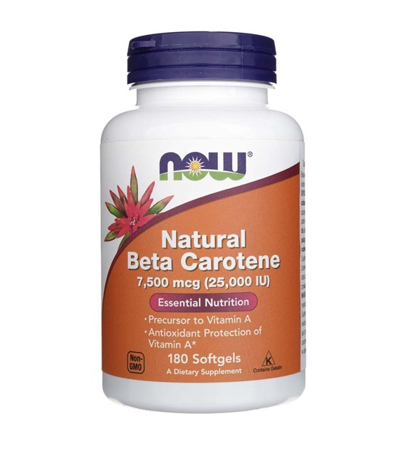 Now Foods Natürliches Betacarotin 7500 mcg (25000 IU) - 180 Weichkapseln