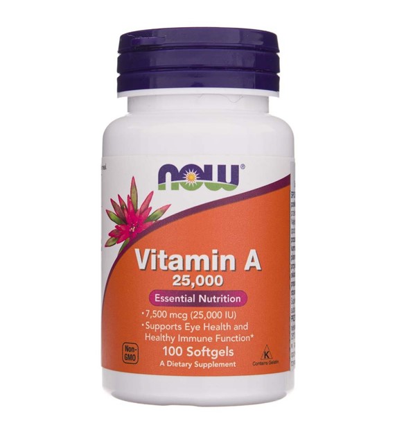 Now Foods Vitamin A 7500 mcg (25000 IU) - 100 Softgels