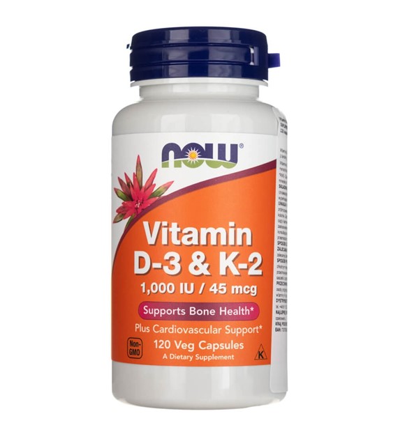 Now Foods Vitamin D-3 & K-2 - 120 pflanzliche Kapseln