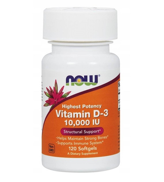 Now Foods Vitamin D3 250 mcg (10000 IU) - 120 Weichkapseln