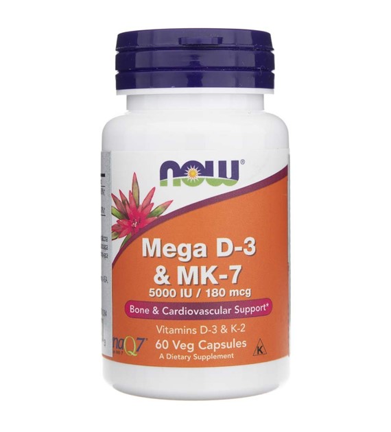 Now Foods Mega Vitamin D-3 und MK-7 - 60 pflanzliche Kapseln