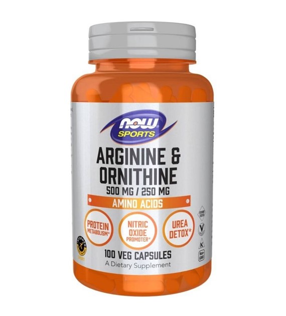 Now Foods L-arginina 500 mg i L-ornityna 250 mg - 100 kapsułek