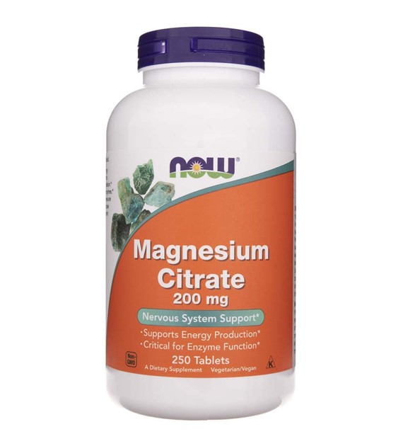 Now Foods Cytrynian Magnezu 200 mg - 250 tabletek