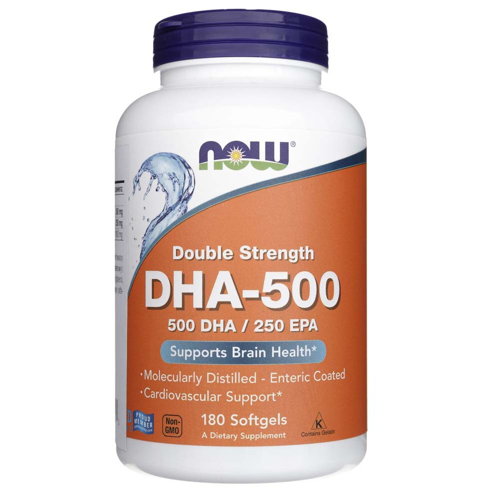 Now Foods DHA-500 Double Strength (doppelte Stärke) - 180 Weichkapseln