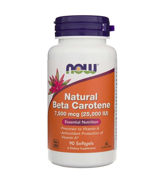 Now Foods Beta Carotene Natural 7500 mcg (25000 IU) - 90 Softgels