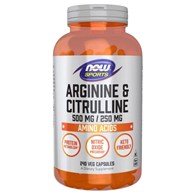 Now Foods L-Arginina 500 mg i L-Cytrulina 250 mg - 240 kapsułek