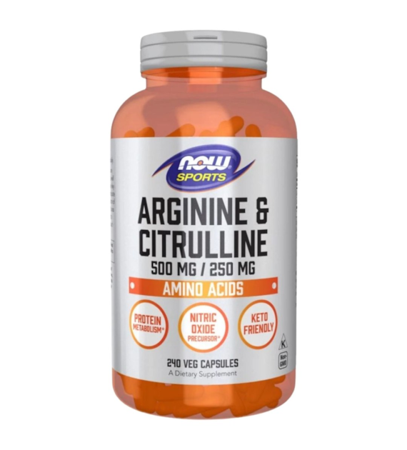 Now Foods L-Arginina 500 mg i L-Cytrulina 250 mg - 240 kapsułek