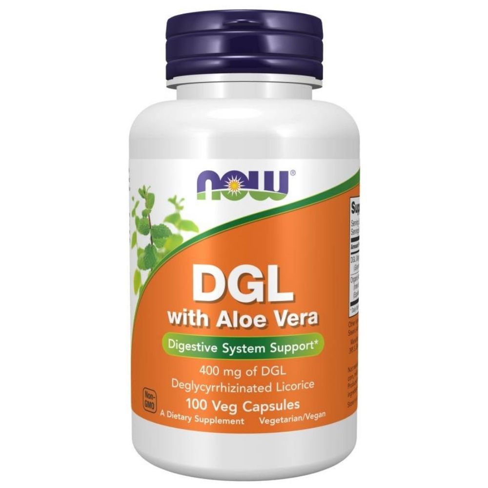 Now Foods DGL 400 mg z Aloesem - 100 kapsułek
