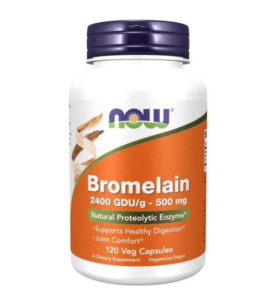 Now Foods Bromelaina 500 mg, 2400 GDU/g - 120 kapsułek