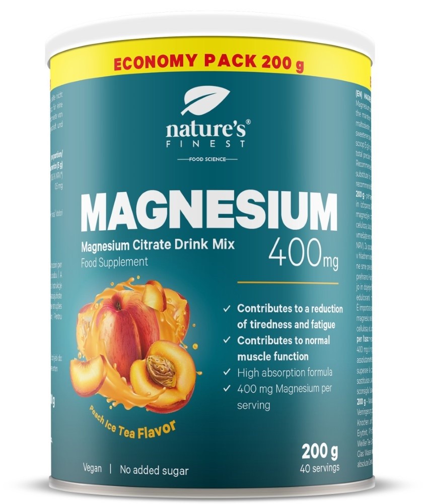 Nature's Finest Magnez 400 mg w proszku brzoskwiniowy - 200 g