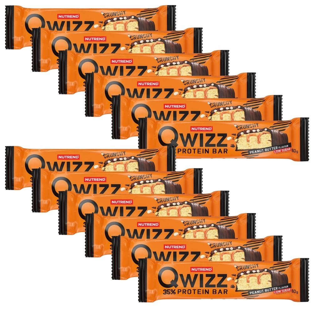 Nutrend Qwizz Protein Bar Baton proteinowy, masło orzechowe - 12 sztuk