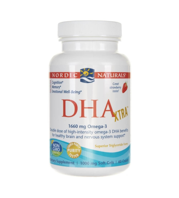 Nordic Naturals DHA Xtra 1660 mg smak truskawkowy - 60 kapsułek