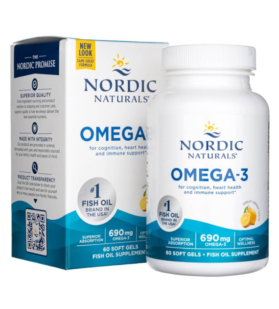 Nordic Naturals Omega-3 690 mg smak cytrynowy - 60 kapsułek