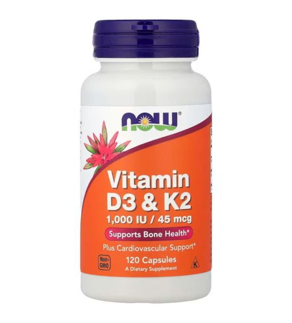 Now Foods Vitamin D-3 & K-2 - 120 Veg Capsules
