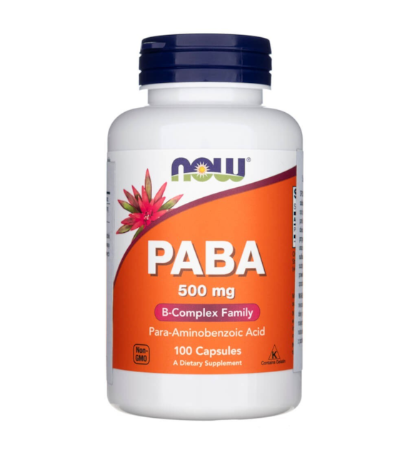 Now Foods PABA (Kwas p-aminobenzoesowy) 500 mg - 100 kapsułek
