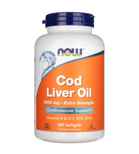 Now Foods Cod Liver Oil, Extra Strength 1000 mg - 180 Softgels