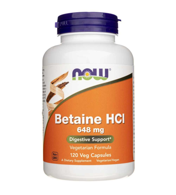 Now Foods Betaine HCL 648 mg - 120 Veg Capsules