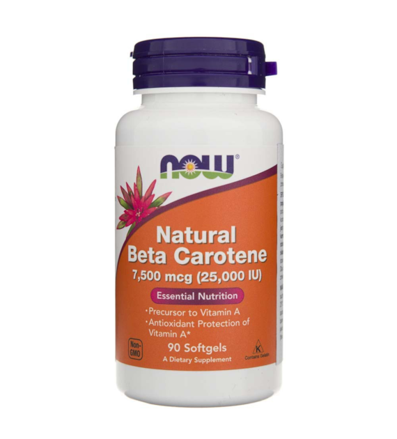 Now Foods Beta Carotene Natural 7500 mcg (25000 IU) - 90 Softgels