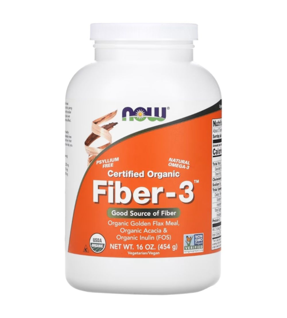 Now Foods Fiber-3, Błonnik pokarmowy w proszku - 454 g