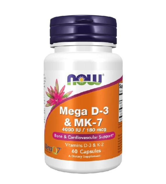 Now Foods Mega D3 4000 IU + K2 MK-7 180 mcg - 60 kapsułek