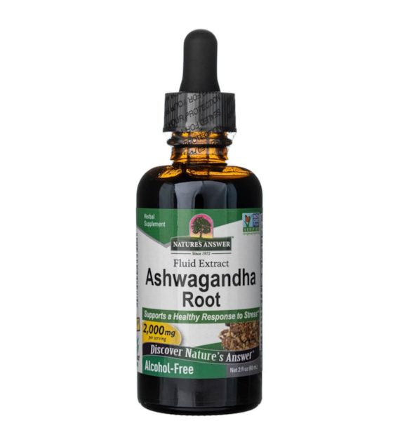 Nature's Answer Ashwagandha, płynny ekstrakt, bez alkoholu 2000 mg - 30 ml