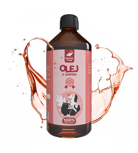 Atlantic Treat Olej z łososia 100% dla psa i kota - 1000 ml