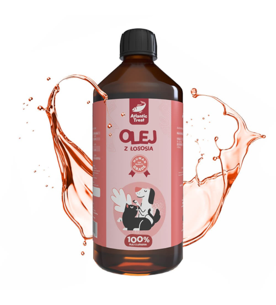 Atlantic Treat Olej z łososia 100% dla psa i kota - 1000 ml