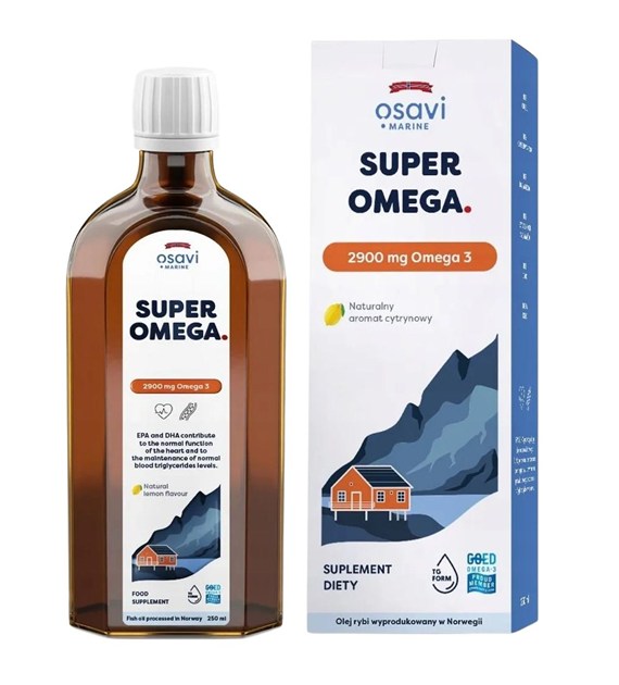 Osavi Super Omega, 2900 mg Omega 3, cytrynowy - 250 ml