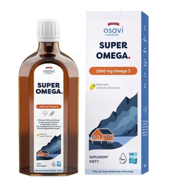 Osavi Super Omega, 2900 mg Omega 3, cytrynowy - 250 ml