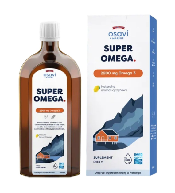 Osavi Super Omega, 2900 mg Omega 3, cytrynowy (Marine) - 500 ml