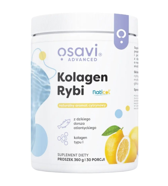 Osavi Kolagen Rybi z dzikiego dorsza Naticol®, cytrynowy - 360 g