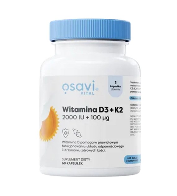Osavi Witamina D3 + K2 2000 IU + 100 mcg - 60 kapsułek miękkich