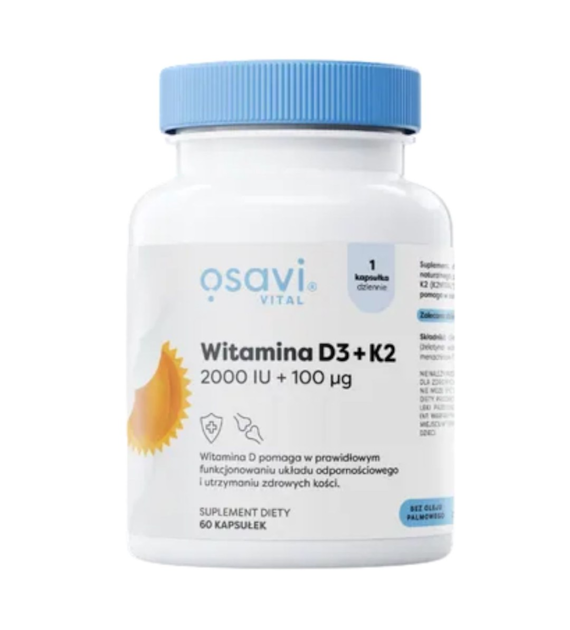 Osavi Witamina D3 + K2 2000 IU + 100 mcg - 60 kapsułek miękkich