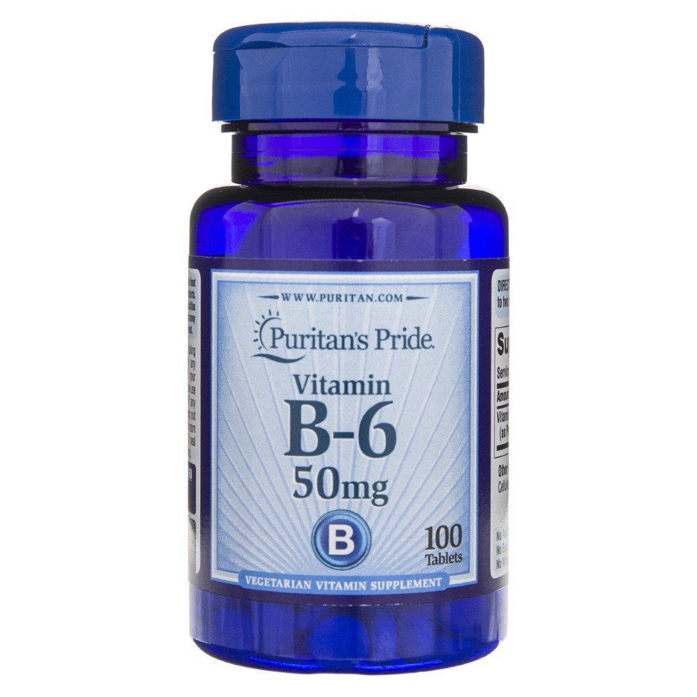 Puritan's Pride Vitamin B-6 (Pyridoxine Hydrochloride) 50 mg - 100 Tablets