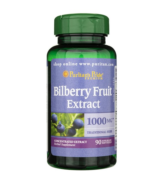 Puritan's Pride Bilberry 4:1 Extract 1000 mg - 90 Softgels