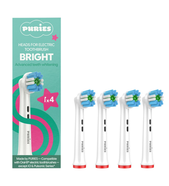Puries Bright Końcówki do szczoteczek elektrycznych Oral-B - 4 sztuki