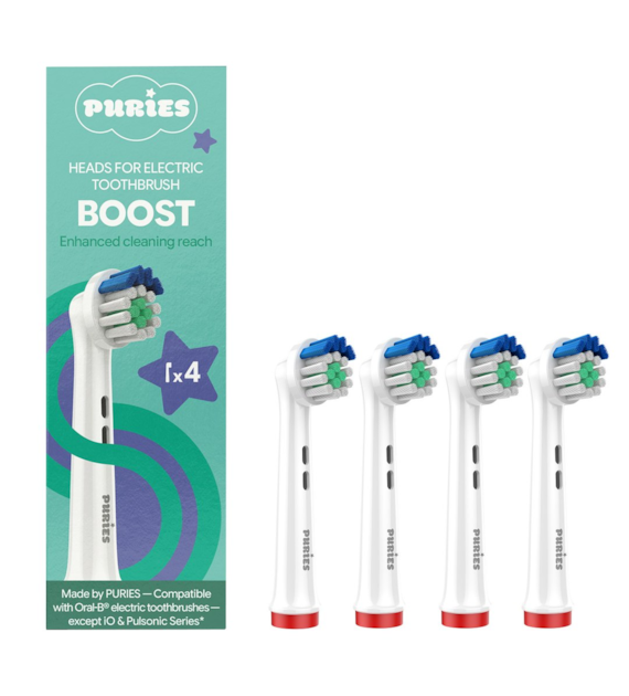 Puries Boost Końcówki do szczoteczek elektrycznych Oral-B - 4 sztuki
