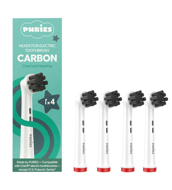 Puries Carbon Końcówki do szczoteczek elektrycznych Oral-B - 4 sztuki