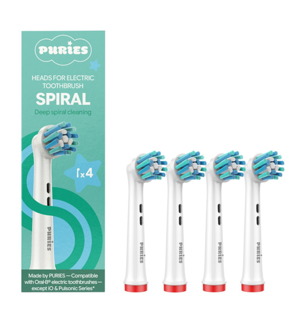 Puries Spiral Końcówki do szczoteczek elektrycznych Oral-B - 4 sztuki