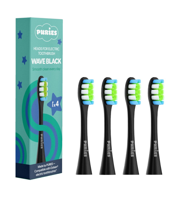 Puries Wave Black Końcówki do szczoteczek elektrycznych Oclean - 4 sztuki
