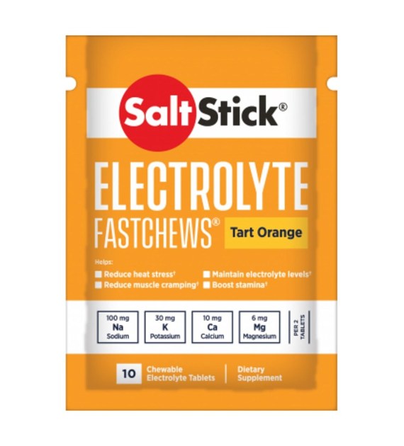 SaltStick FastChews Elektrolity w pastylkach do ssania, pomarańcza - 10 sztuk