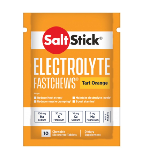 SaltStick FastChews Elektrolity w pastylkach do ssania, pomarańcza - 10 sztuk