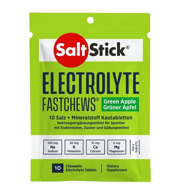 SaltStick FastChews Elektrolity w pastylkach do ssania, zielone jabłko - 10 sztuk